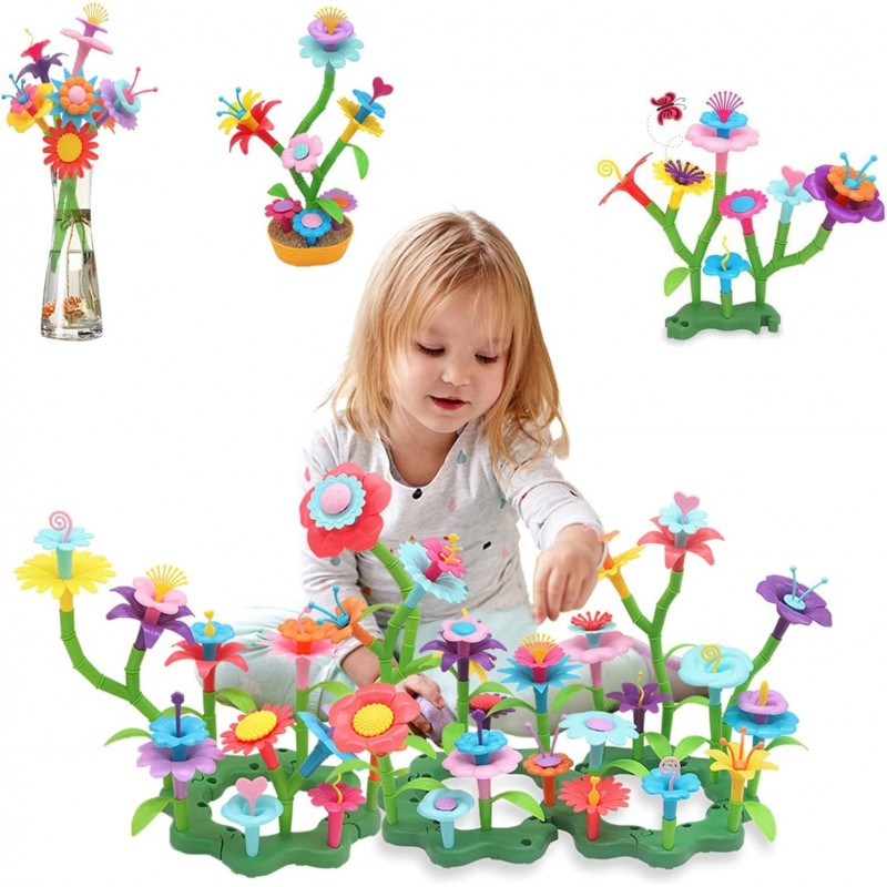 DIY Flower Garden Building Kits Educational Activity Gifts Toys for Preschool Toddlers Pretend Play Birthday for Kids Age 3 4...