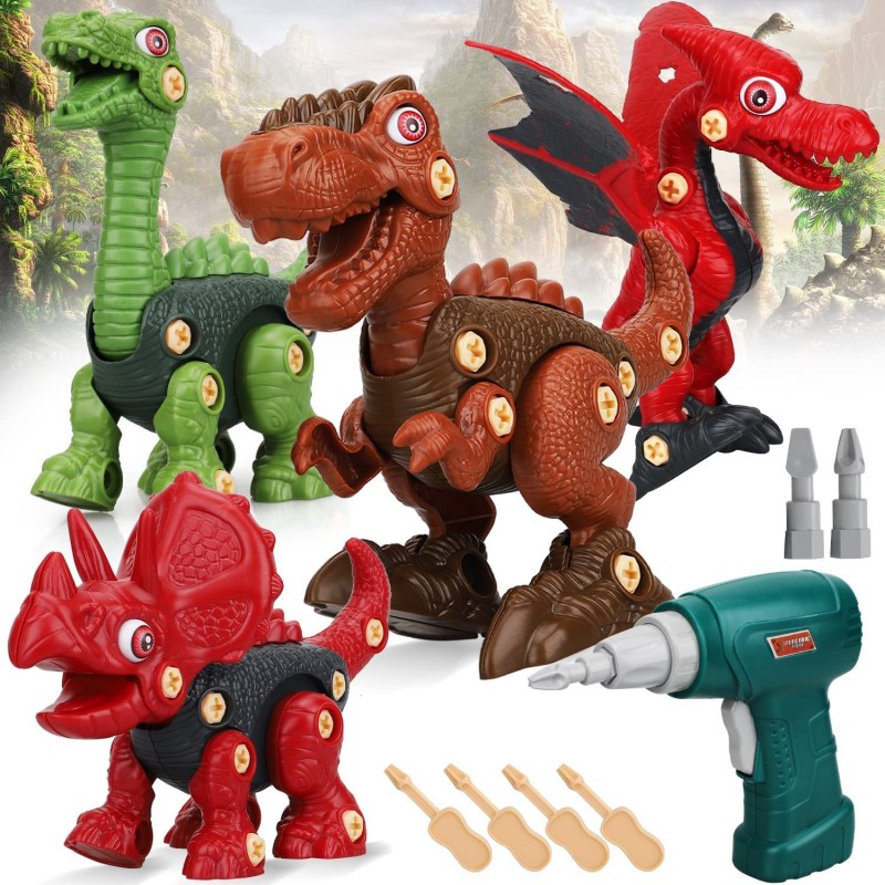 Take Apart Dinosaur Toys for Kids 3-5 - Dinosaur Take Apart Toys with Electric Drill for Boys Building Dinosaur Toys for Kids...