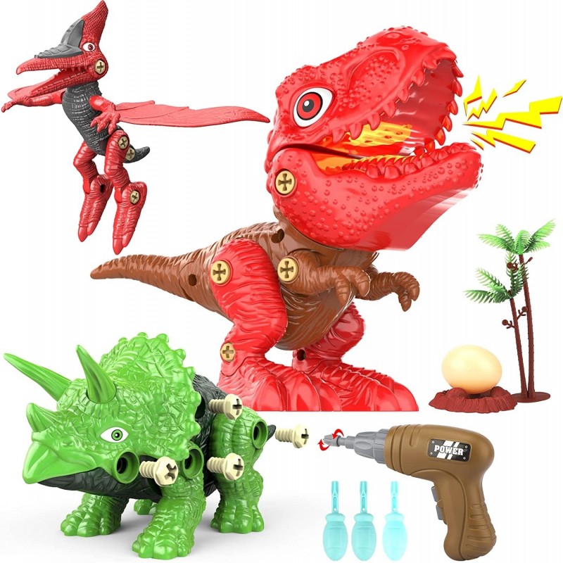 Take Apart Dinosaur Toys for Kids Ages 3-8 with Electric Drill Stem Construction Building Learning Toy Sets for 3 4 5 6 7 8 Y...