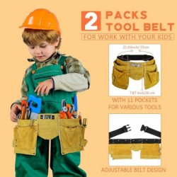 2 Packs Kids Tool Belt with Adjustable Strap Tool Belt for Kids Woodworking Kids Brown Faux Suede Pretend Play Belt Child's T...