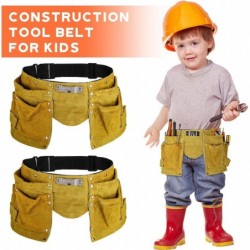 2 Packs Kids Tool Belt with Adjustable Strap Tool Belt for Kids Woodworking Kids Brown Faux Suede Pretend Play Belt Child's T...