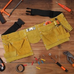 2 Packs Kids Tool Belt with Adjustable Strap Tool Belt for Kids Woodworking Kids Brown Faux Suede Pretend Play Belt Child's T...