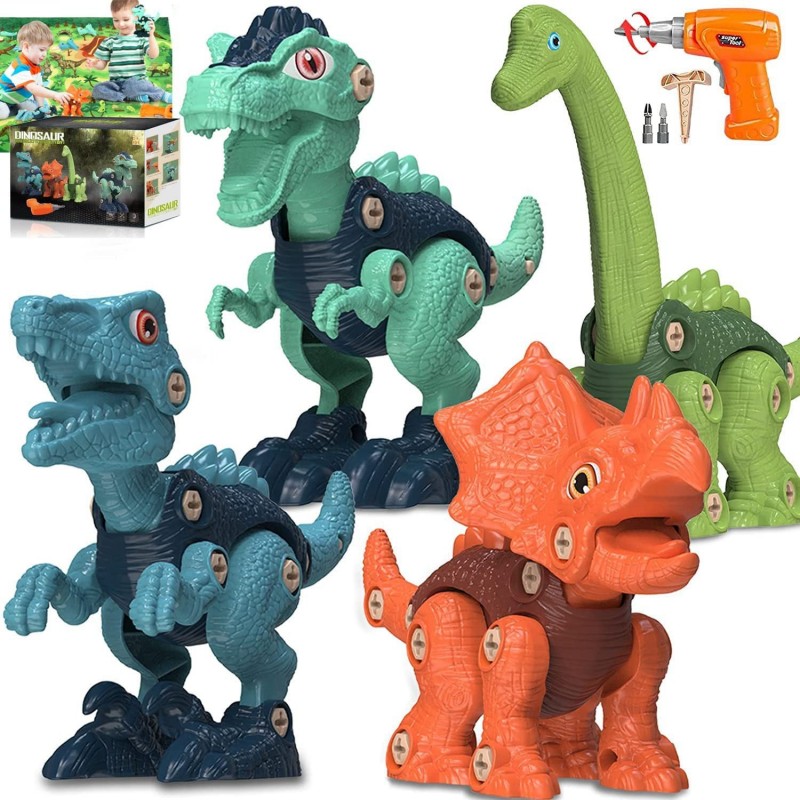 Dinosaur Toys for 3 4 5 6 7 8 Year Old Boys with Electric Drill/Play Mat -STEM Construction Building Kids| Take Apart Dinosau...