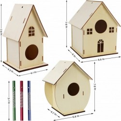 3 Pack Bird Houses for Outside DIY Bird House Wind Chime Kit Bird House Kits for Children to Build Wooden Bird Houses to Pain...