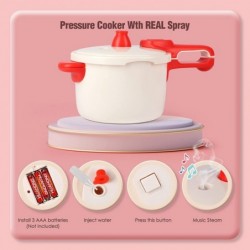 Kitchen Set for Kids Toddlers Pretend Play Kitchen Toys with Electronic Induction Cooktop Steam Pressure Pot Cookware Cutting...