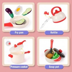 Kitchen Set for Kids Toddlers Pretend Play Kitchen Toys with Electronic Induction Cooktop Steam Pressure Pot Cookware Cutting...