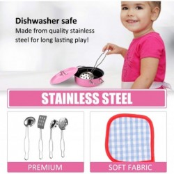 Kids Play Kitchen Toys Pretend Cooking Pink Stainless Steel Pots and Pans Metal Kitchen Set with Utensils (11 Pieces) $44.18 ...