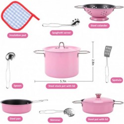 Kids Play Kitchen Toys Pretend Cooking Pink Stainless Steel Pots and Pans Metal Kitchen Set with Utensils (11 Pieces) $44.18 ...