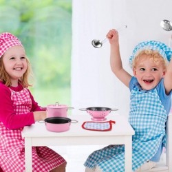 Kids Play Kitchen Toys Pretend Cooking Pink Stainless Steel Pots and Pans Metal Kitchen Set with Utensils (11 Pieces) $44.18 ...