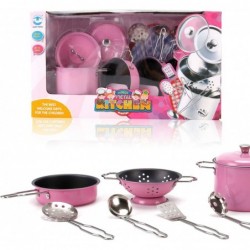 Kids Play Kitchen Toys Pretend Cooking Pink Stainless Steel Pots and Pans Metal Kitchen Set with Utensils (11 Pieces) $44.18 ...