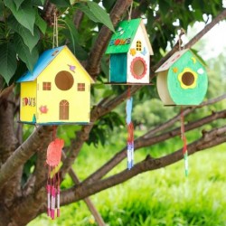 3 Pack Bird Houses for Outside DIY Bird House Wind Chime Kit Bird House Kits for Children to Build Wooden Bird Houses to Pain...