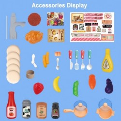 Kitchen Playset Toy with Sounds and Lights Role Playing Game Pretend Food and Cooking Playset for Toddlers 35 PCS Kitchen Acc...