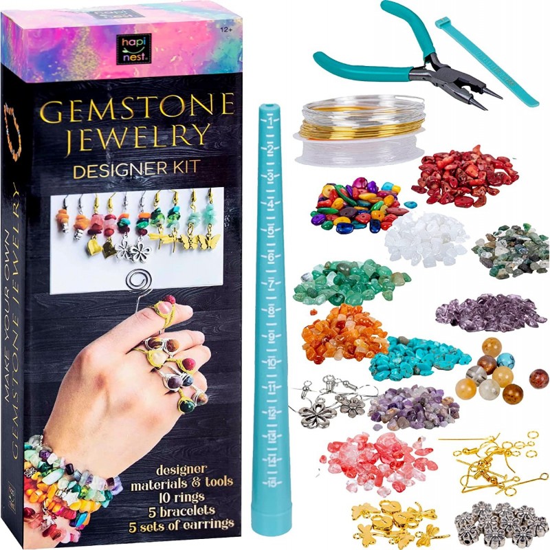 Gemstone Jewelry Designer Kit | Make Your Own Bracelets Earrings and Rings Crafts for Girls Ages 12 Years and Up Teens and Wo...