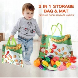 76 PCS Cutting Play Pretend Food with 2 in 1 Storage Bag for Kids Cuttable Fruits and Vegetables Kitchen Toy Accessories Set ...