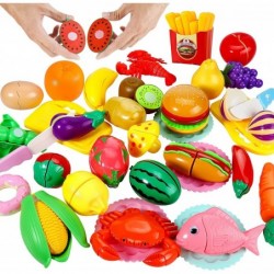 76 PCS Cutting Play Pretend Food with 2 in 1 Storage Bag for Kids Cuttable Fruits and Vegetables Kitchen Toy Accessories Set ...