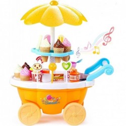 Ice Cream Toy Cart Play Set for Kids - 39-Piece Pretend Play Food - Educational Ice-Cream Trolley Truck with with Music & Lig...