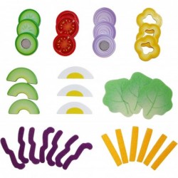 Healthy Wooden Salad Playset| 39PCs Pretend Salad Play with Utensils and Ingredients for Toddlers Ages 3 Years and Up $44.13 ...