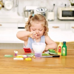 Healthy Wooden Salad Playset| 39PCs Pretend Salad Play with Utensils and Ingredients for Toddlers Ages 3 Years and Up $44.13 ...