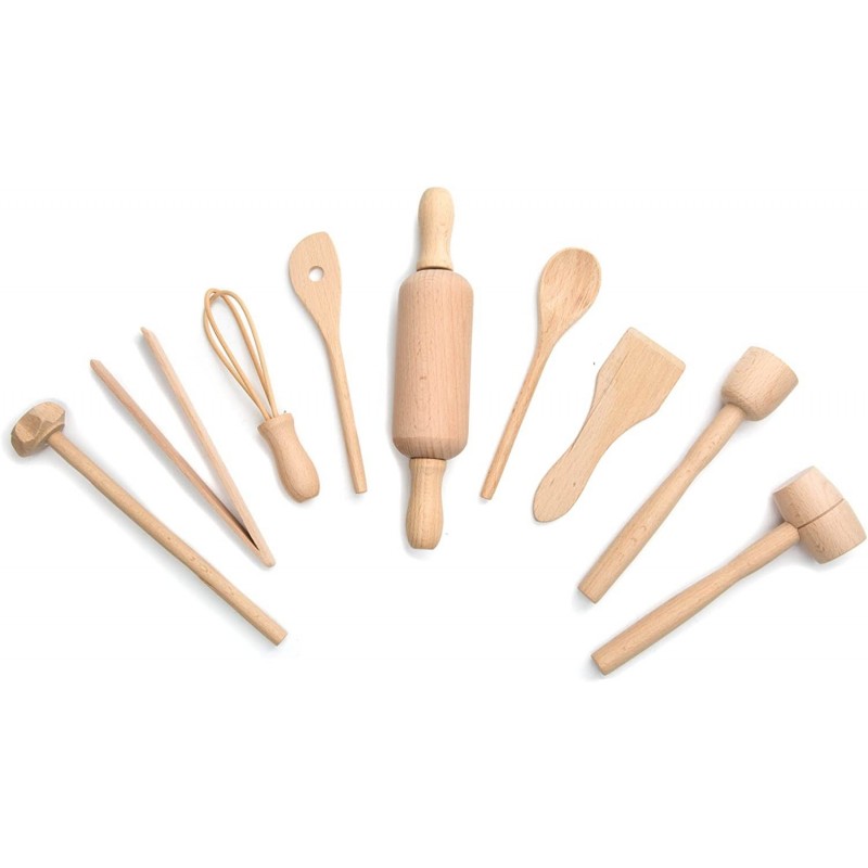 Kids Cooking/Baking Tools Set Wood 9-Piece $30.25 Toy Kitchen Products