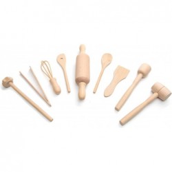 Kids Cooking/Baking Tools Set Wood 9-Piece $30.25 Toy Kitchen Products