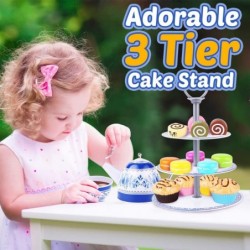 Tea Party Set for Little Girls - Kids Pretend Play Kitchen Toys Sweet Princess Tea Cup Plastic Toys Play Food with Teapot Tra...