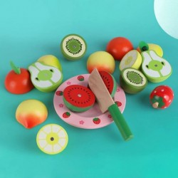 Wooden Play Food for Kids - Kids Cutting Magnetic Fruits Vegetables Toddler Cooking Pretend Play Kitchen Food Set with Basket...