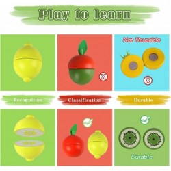 Wooden Play Food for Kids - Kids Cutting Magnetic Fruits Vegetables Toddler Cooking Pretend Play Kitchen Food Set with Basket...