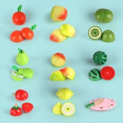 Wooden Play Food for Kids - Kids Cutting Magnetic Fruits Vegetables Toddler Cooking Pretend Play Kitchen Food Set with Basket...