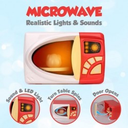 Microwave Kitchen Play Set with Pretend Play Fake Food - Educational Toy - Battery Powered Playset with Lights and Sounds - R...