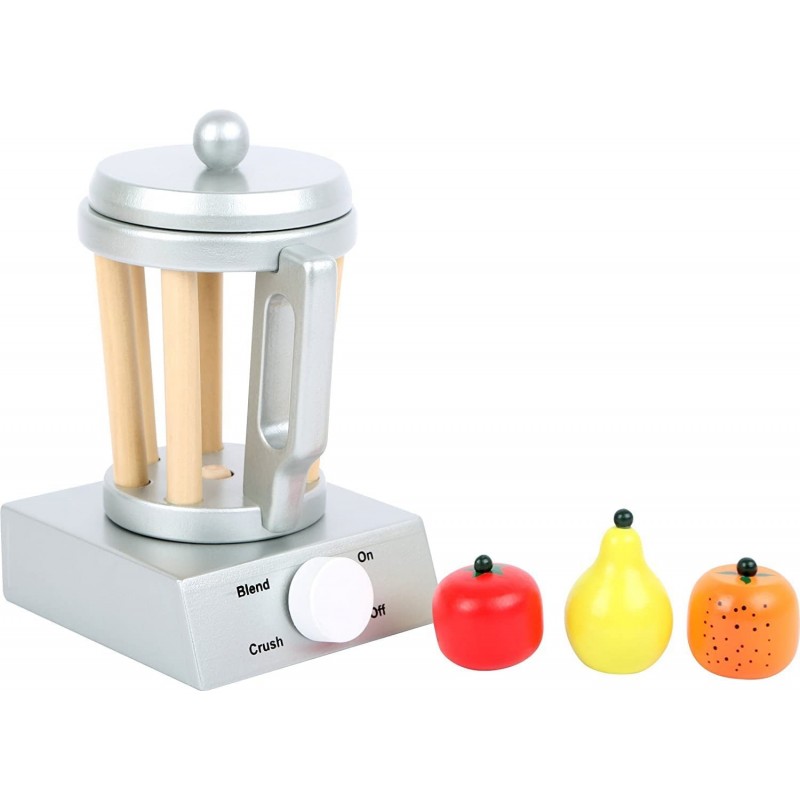 Wooden Blender Playset – Toy Mixer for Play Kitchens – 4 Piece Set Includes Blender with Removable Lid & 3 Types of Fruit - I...