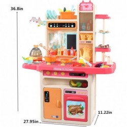 2-in-1Travel Luggage Turn into Play Kitchen Kids Kitchen Playset Toys with 20+Play Food for Toddelers Girls and Boys Pretend ...