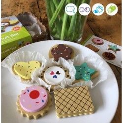 — Wooden Toy Cookies Pretend Play Food with Selection Card and Sturdy Cardboard Serving Tray $27.05 Toy Kitchen Products