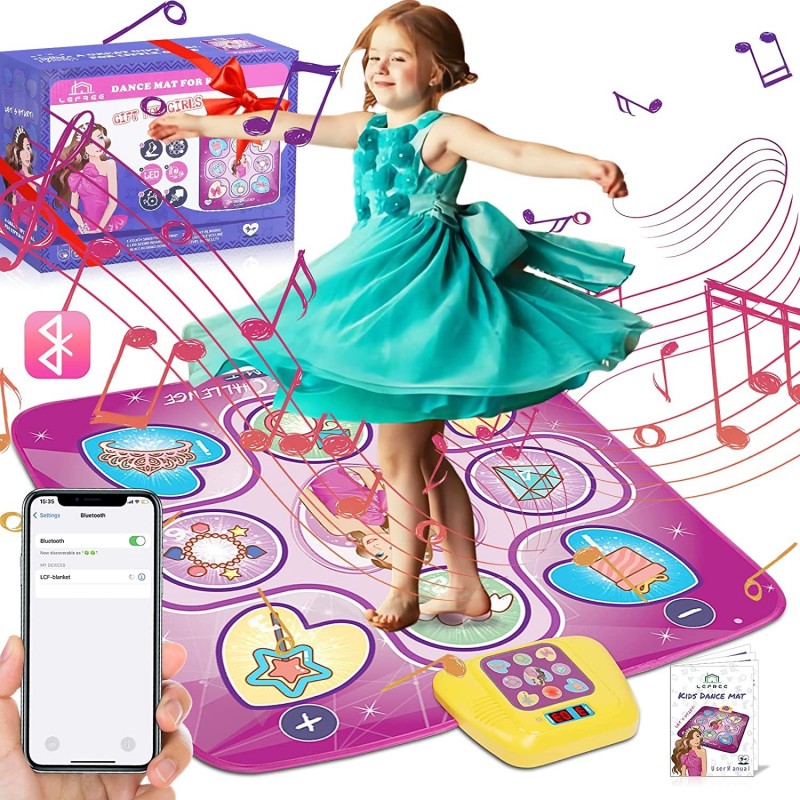 Dance Mat for Kids Upgraded Bluetooth Dance Mat for Kids Ages 4-8 Toys for Girls Musical Dance Pad Kids Game Step Play Mat Ad...