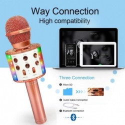 Karaoke Microphone for Kids Carpool Karaoke Microphone Wireless Bluetooth Birthday Gifts Toys for 4-12 Year Old Girls Kids Ro...