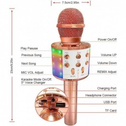 Karaoke Microphone for Kids Carpool Karaoke Microphone Wireless Bluetooth Birthday Gifts Toys for 4-12 Year Old Girls Kids Ro...