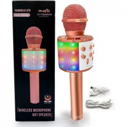 Karaoke Microphone for Kids Carpool Karaoke Microphone Wireless Bluetooth Birthday Gifts Toys for 4-12 Year Old Girls Kids Ro...