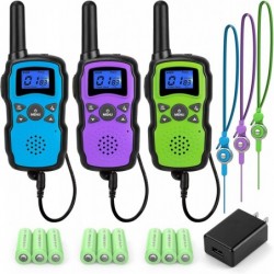 Walkie Talkies for Kids Adult Long Range Rechargeable 3 Pack Boy Wearable Walky Talky Set 2 Way Radio with USB Charger Batter...