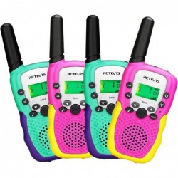 RA18 Walkie Talkies for Kids 4 Pack Toys Radio with 22 CH LCD Flashlight for 6-12 Year Old Girls Boys Long Range Family Campi...