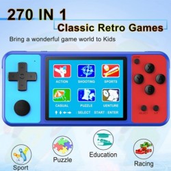 Handheld Game Console for Kids Preloaded 270 Classic Retro Games with 3.0'' Color Display and Gamepad Rechargeable Arcade Gam...