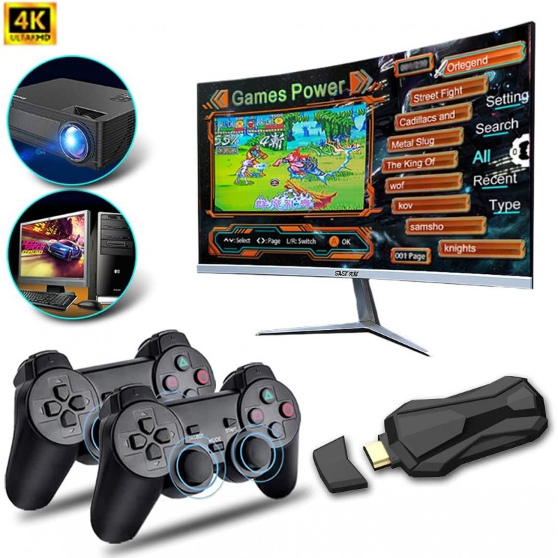 4K HDMI 10888 Game Retro Classic Home Game Console 2.4G Two Wireless Controller Video Game Console Plug and Play Gift for Adu...