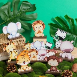 8 Pcs Safari Baby Shower Centerpieces Wooden Safari Baby Shower Decorations Jungle Baby Shower Party Decorations Wild One Bir...