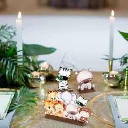 8 Pcs Safari Baby Shower Centerpieces Wooden Safari Baby Shower Decorations Jungle Baby Shower Party Decorations Wild One Bir...