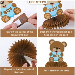 12 Pcs Bear Honeycomb Centerpiece Bear Baby Shower Decor for Blue and Brown Boys Baby Shower Centerpiece for Kids Birthday Pa...