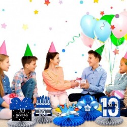 9 Pieces 10th Blue Birthday Party Decorations for Boys Happy Birthday Table Decorations Birthday Honeycomb Table Centerpieces...