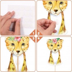 24PCS Floral Safari Animals Centerpiece Sticks Pink Jungle Animals Baby Shower Party Decorations Shaped Cutouts Table Toppers...