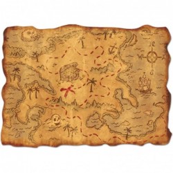 Treasure Chest Pirate Treasure Map Party Decorations Kit with Treasure Map Table Cover Treasure Chest Box Centerpiece and Pla...