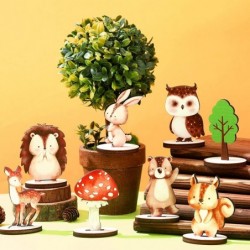 16 Pcs Woodland Animals Wood Table Centerpieces Forest Animals Cutout Shapes Creatures Table Topper for Woodland Camping Baby...