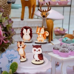 16 Pcs Woodland Animals Wood Table Centerpieces Forest Animals Cutout Shapes Creatures Table Topper for Woodland Camping Baby...