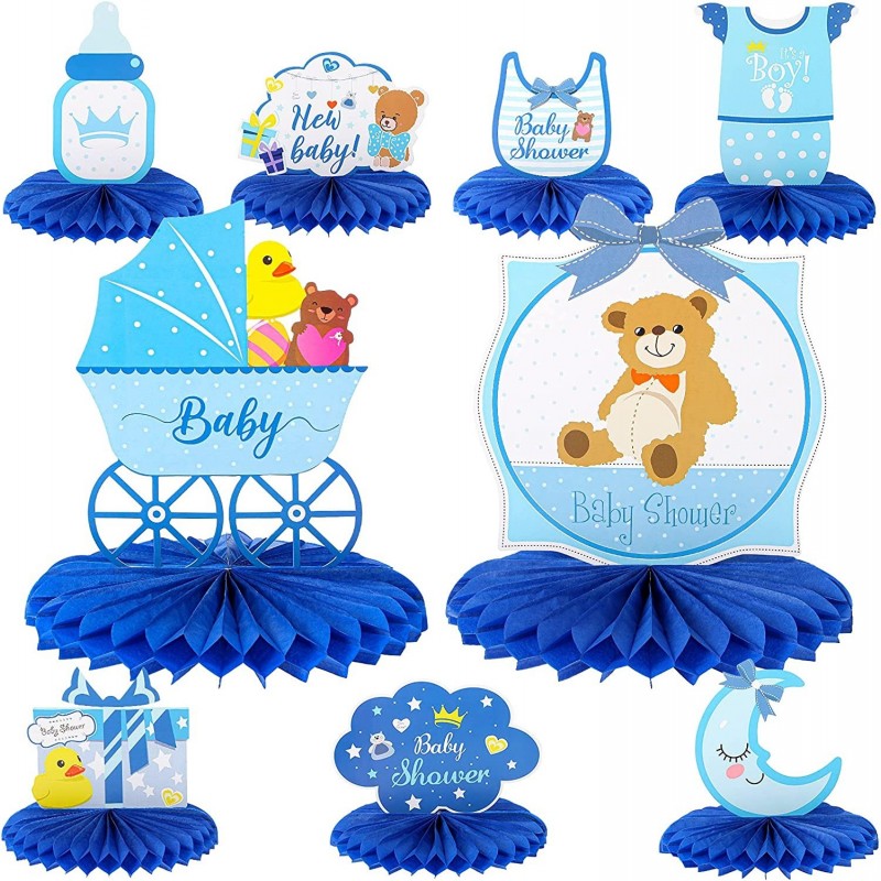 9 Pieces Baby Shower Centerpieces for Boys Baby Shower Decorations for Boy Blue Theme Gender Reveal Party Baby Shower Table C...