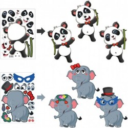 Make a Face Stickers Sheets 24 Sheets Make Your Own Panda Monkey Pig Mix and Match Animal Stickers DIY Stickers for Kids Art ...